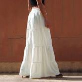 Casual Pants Loose Solid Color Elastic Waist Wide Leg Casual Pants